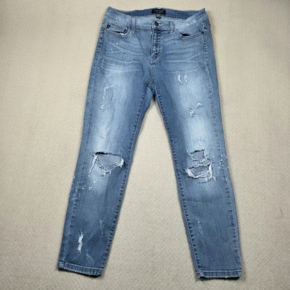 Judy‎ Blue Hayride Jeans Womens 13/31 Distressed Ripped Paint Splatter Mid Rise - Picture 2 of 11
